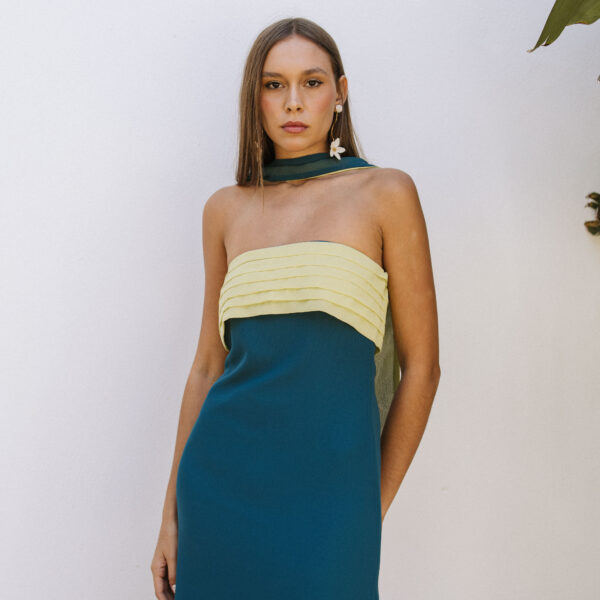 Vestido Sandra burgundy azul marino