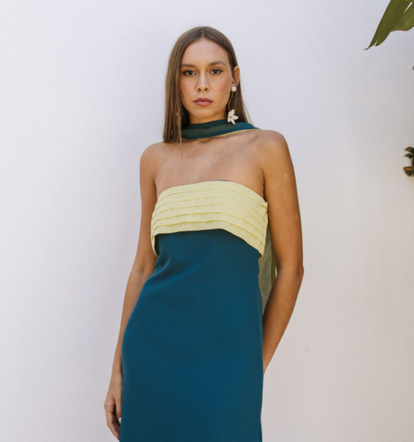 Vestido Sandra burgundy azul marino