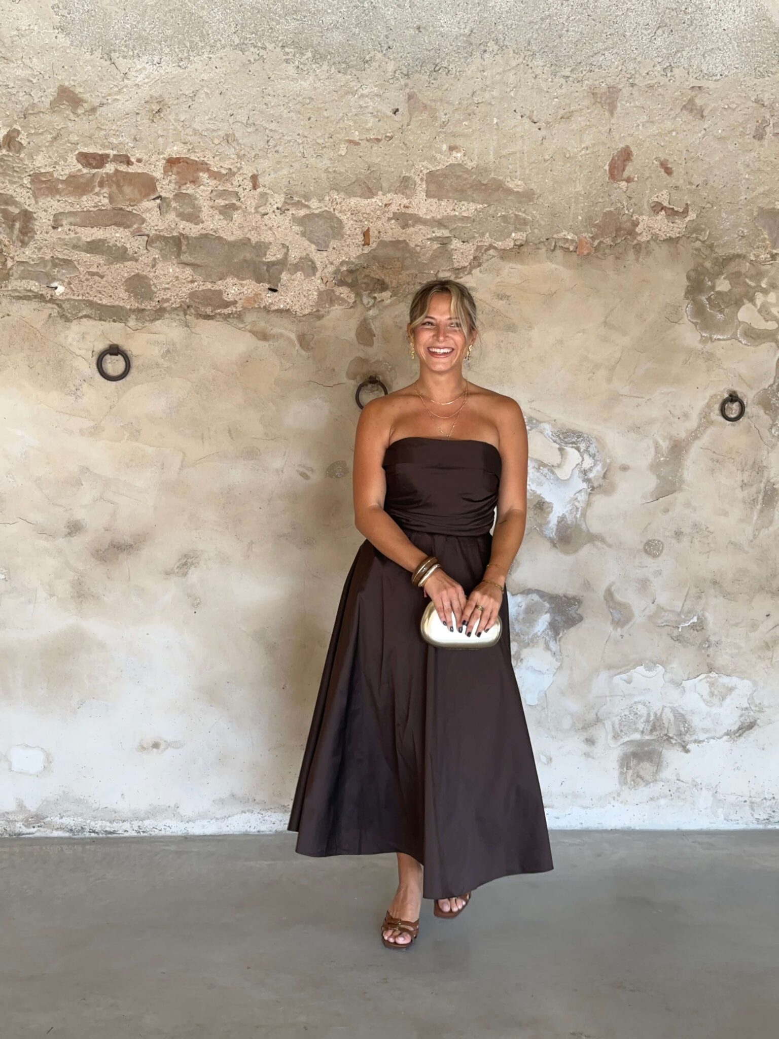 Penelope Escote En V Gasa Corto Vestido De Dama De Honor Azul Polvoriento