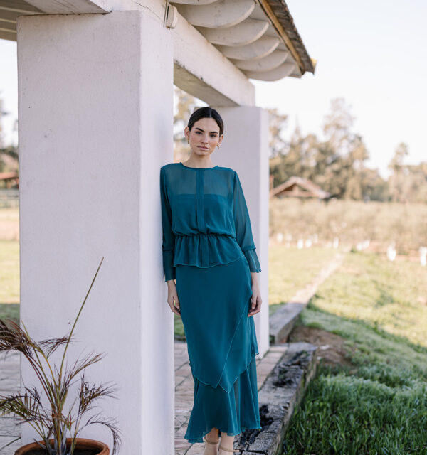 Vestido Olivia verde petróleo
