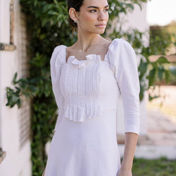 Vestido Gladis Lino Blanco
