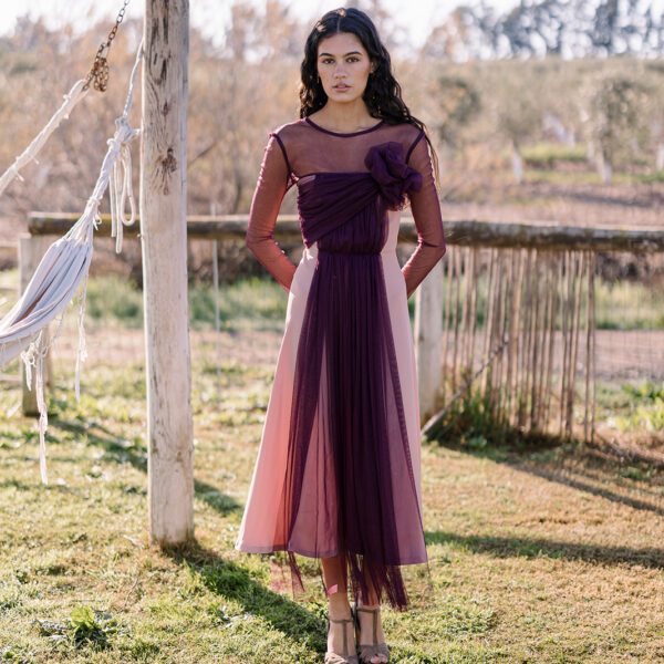 Vestido Emma Nude Berenjena