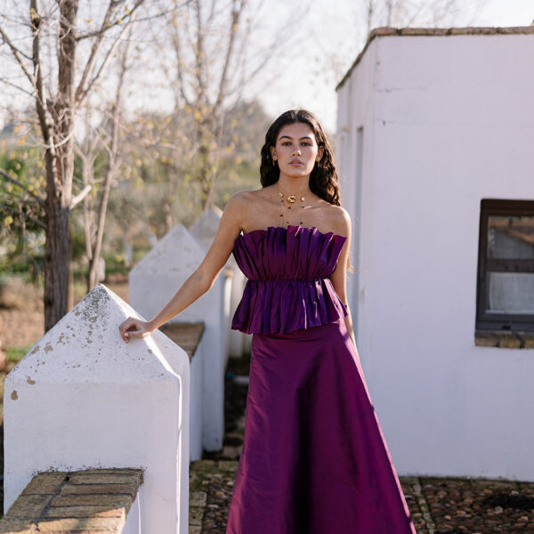 Top Greta Tafetán Morado - Falda Salma Morado