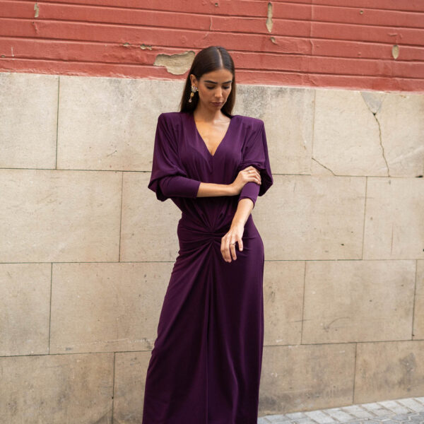 vestido Saleta punto de seda berenjena