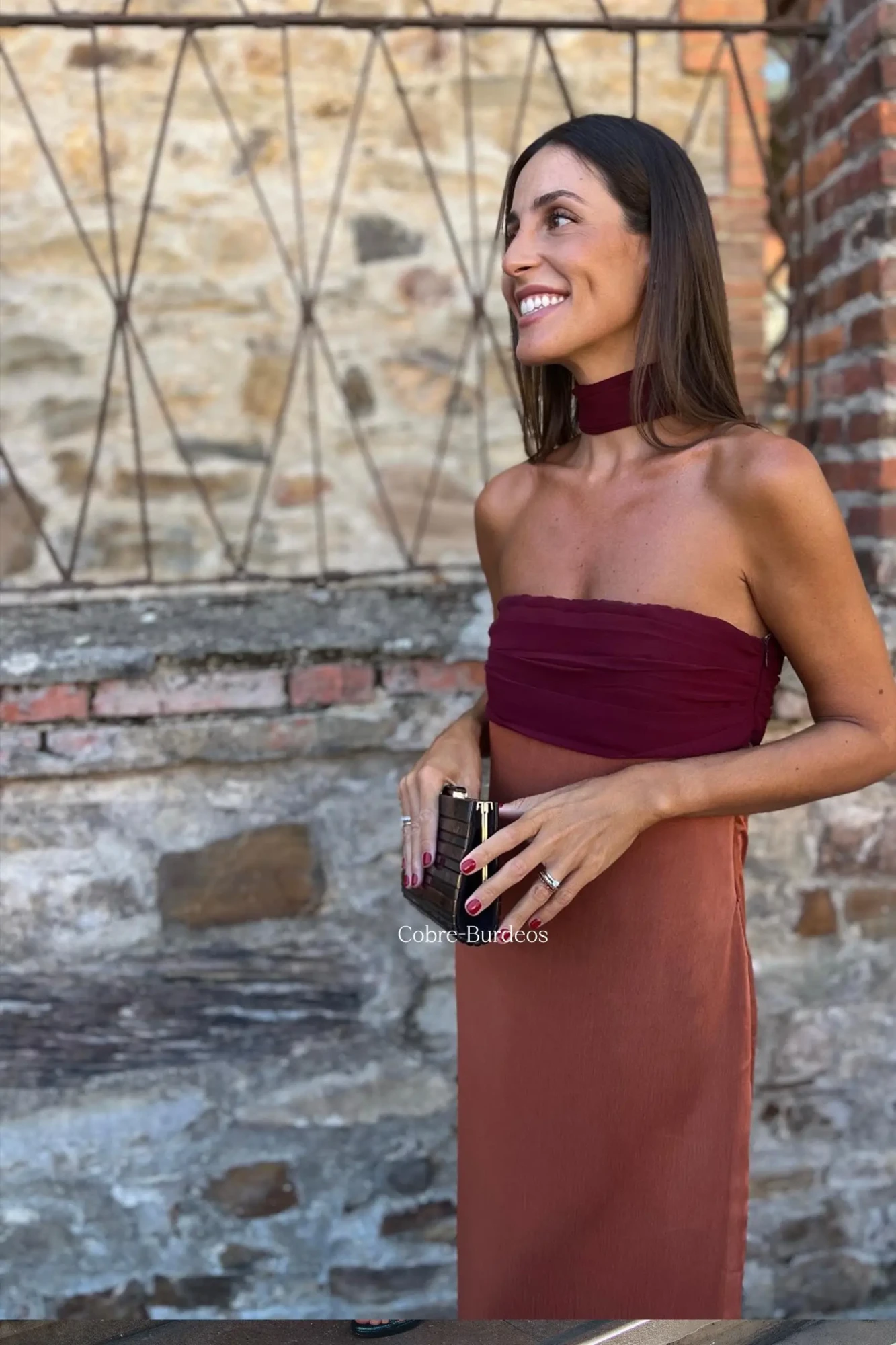 Vestido Sandra Cobre Burdeos